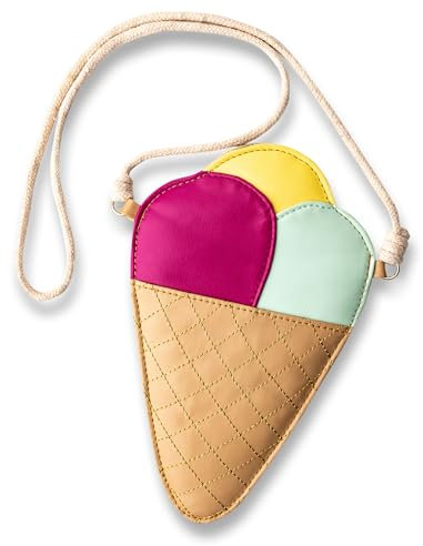 Papierdrachen Kinderhandtasche - veganes Accessoire für Kinder - Eistüte - Umhängetasche aus Kunstleder - tolle Geschenkidee für Mädchen