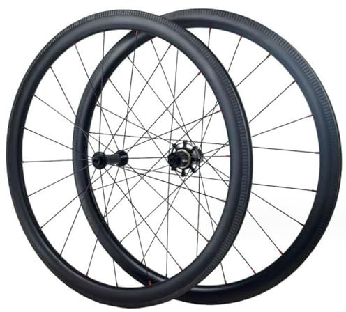 ZECHAO 700C Road Wheel Set Carbon Fiber,Disc Brake Front 20 Rear 24 Holes C/V Brake Quick Release 23C-38C Tire Bike Racing Wheel 1700g (Color : Black, Size : 50mm)