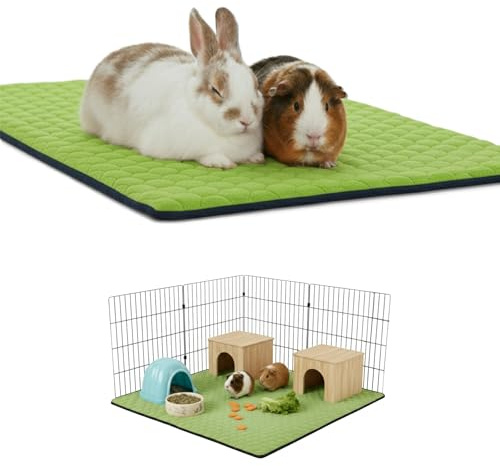 NEO SOLVO Fleecefoder till buren för marsvin och kaniner | 140 x 70 cm - Grön - Absorberande och vattentät - Tvättbar - Bur och lekhage samt C&C 2x4