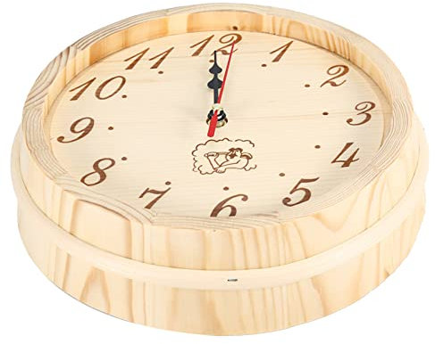 Horloge de Sauna en Bois à Suspendre au Mur, en Bois de Pin Résistant aux Hautes Températures, pour Bureau, Maison, Salle de Sauna