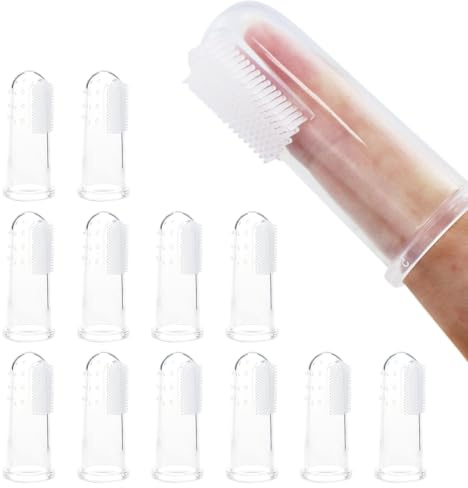 WeddHuis 12 PCS Brosses à Dents en Silicone Souple pour Animaux de Compagnie Brosse à Dents pour Chien Brosse à Dents pour Chat Nettoyant pour Dents d'Animaux