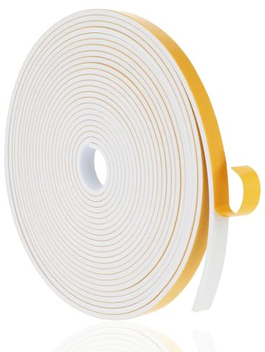 16FT Weather Stripping Door Seal Strip, Window Seal Strip Soundproofing Strong Adhesive Noise Reduction Weatherproof Foam Tape Insulation for Door Frame Windows Sliding Doors