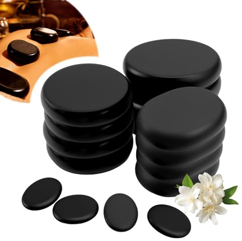 Lot de 16 pierres chaudes de massage en basalte - Pierres de massage - Grandes pierres chaudes - Convient pour spa, massage, relaxation
