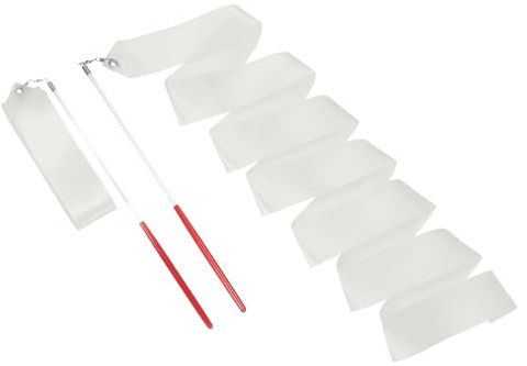 sourcing map 2 Pcs Dance Ribbons, 78.7 Rhythmic Gymnastics Ribbon Streamers Dancer Wand Twirling Dancing Ribbons for Artistic Dancing Gymnastics Training, White