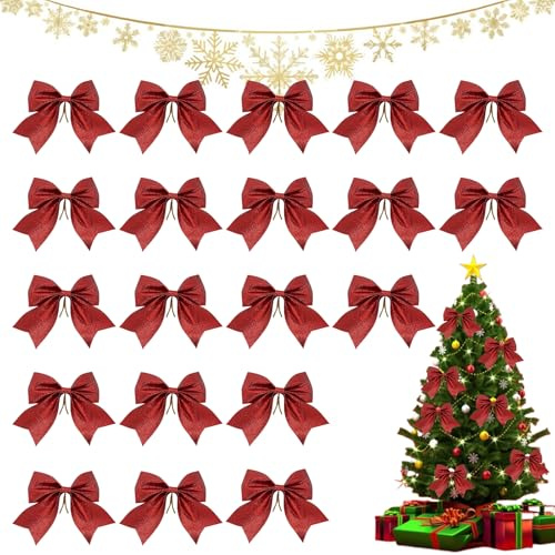 Julglitter Dekorativa Rosetter, 20 Stycken Glitter Julrosetter, Julgransbågar, Julgransrosetter, Julbågar Hängande, För Familjefester, Fest, Dekoration För Jul, Semester, Bröllop, Festligheter