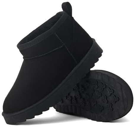 INNERSECT CO Kids’ Faux Suede Winter Boots – Warm Faux Fur Lined Ankle Shoes | Non-Slip Rubber Sole Cosy Snow Boots for Boys and Girls