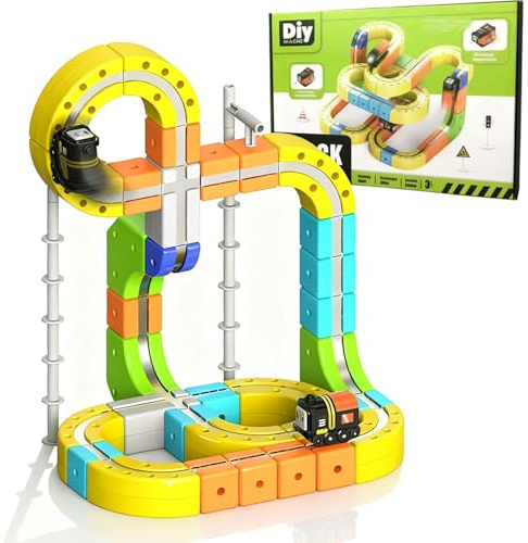 Giocattolo del treno Fusion con binario di aggiornamento 2026, set di treni elettrici, cubo ferroviario magico 167 pezzi, con auto motorizzata, binario con blocchi di costruzione, layout 105PCS