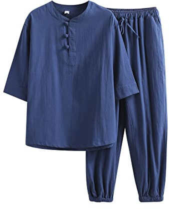 Générique Tenues de Tai Chi Vêtements de Tai Chi Uniforme de Kung Fu pour Femmes Ensemble d'arts Martiaux en Coton et Lin Pantalon à Manches Courtes Uniforme de méditation Zen