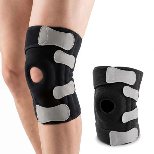 Ecofocet Ginocchiera Sportiva, Fascia per Ginocchio Regolabile con Stabilizzatori Laterali e Cuscinetto in Gel per Ginocchio, Tutore Ginocchio per Uomo Donna Pallavolo, Corsa, Basket, Calcio, Palestra