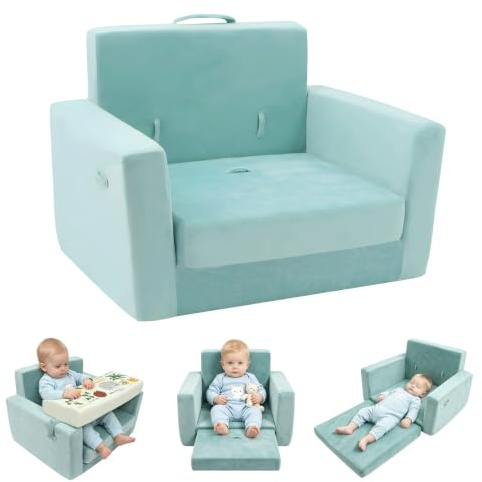 3 in 1 Foldable Baby Sofa Bed, Toddler Training Chair with Play Tray | Sit Me Up Baby Floor Seat for 1-3 Year Old, Detachable Tray & Removable Washable Cover, Ideal Birthday Gift