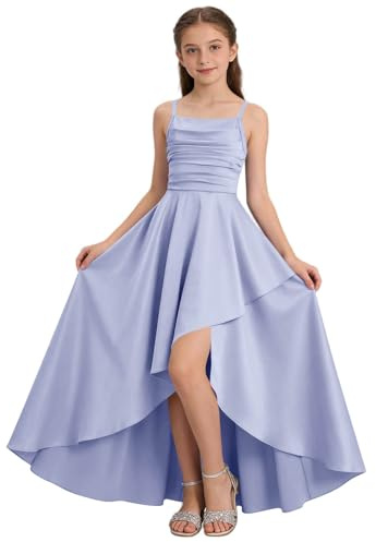 Girl's Party Dresses, Kids Spaghetti Strap Junior Bridesmaid Dresses Silk Satin Flower Girl Dress Casual Fancy Dress Daily Wear Special Occasions 5-14 Years