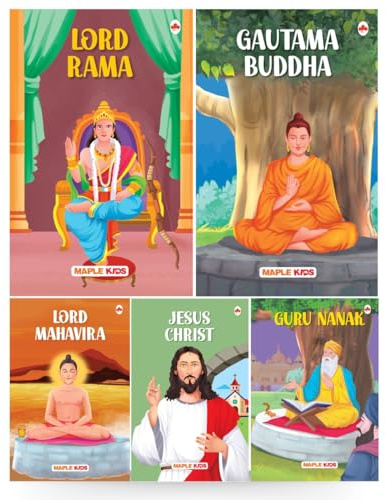 Story Books for Kids (Set of 5 Books) - Gautama Buddha, Jesus Christ, Lord Mahavira, Lord Rama, Guru Nanak - Biographies for Children - Age 6+ - Read Aloud to Infants, Toddlers - Religious Leaders and