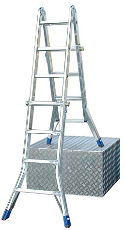 KRAUSE lei565 die Füße, 4 x 4 Sprossen, 4.1 m Teleskop Leiter Gelenk ohne Extension/2.05 m/1.25 m Höhe