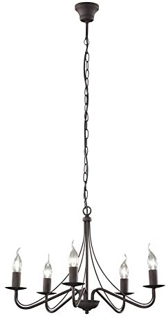 Reality Leuchten Kronleuchter Country R1198-24, Metall rostfarbig, exk. 5x E14, 15,5 x 15,5 x 172 cm