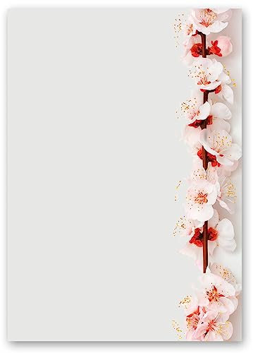DIN A5 motivpapper brevpapper körsbärsblommor 100 ark, 90 g/m²