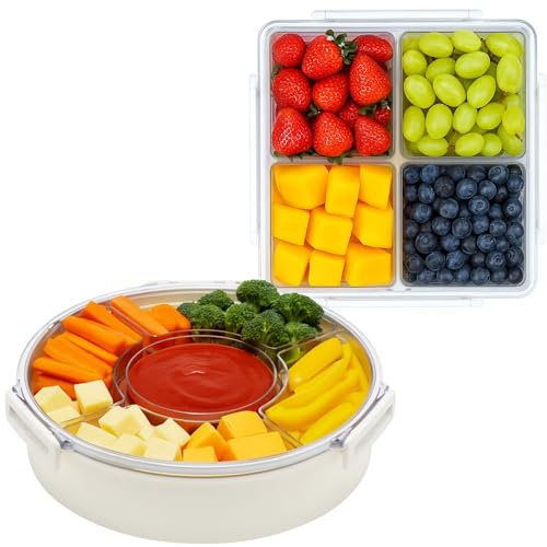Lustroware LSX 214 Gourmet Palette Round and Square 2-Piece Party Food Container Set, White