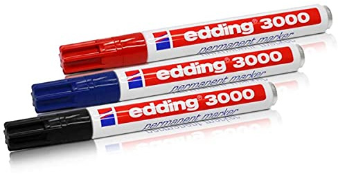 Edding permanentmarkör 3000 1,5–3,0 mm 3-set sorterad sw, röd, blå, blandad