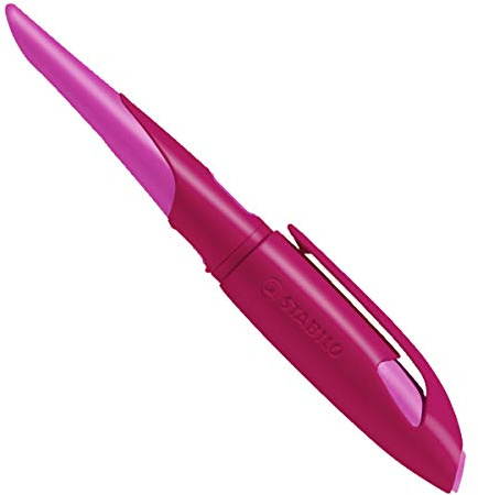 STABILO - Ergonomischer Schulfüller für Linkshänder mit Anfänger-Feder - EASYbirdy in beere/pink - inkl. Patrone blau (löschbar) - ohne Einstellwerkzeug