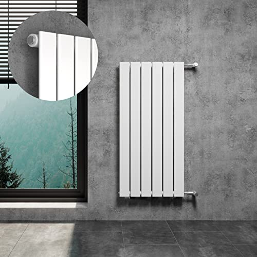 WITEN&NOCK Designheizkörper Austauschheizkörper Flach 460 x 950mm Paneelheizkörper mit Seitenanschluss Nabenabstand 900 mm inkl. Montageset Weiß
