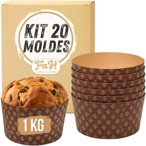 Molde Para Panettone de 1 kg (20 unidades) – Moldes Panettone Profesional de Papel Corrugado de Celulosa pura en Microondas, Resistente al Calor 220 °C
