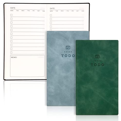 IBEQUEM Cuaderno para hacer lista, 2 unidades A6 diario con 196 páginas, cubierta de piel sintética suave, marcadores, lista de tareas, organizador de producción sin datos, para estudio