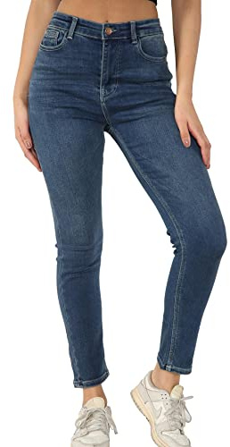 MYT Womens Magic Shaping Skinny Fit Jeans Stretch High Waisted Ladies Denim Trousers Mid Blue Waist Size 14