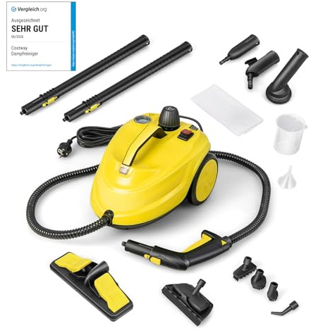 COSTWAY 2000W Vaporeta Limpieza Hogar, Limpiador de vapor Multiusos con 13 Accesorios, Capacidad de Agua de 1,8L y 5 Bar de Presión, Vaporizador de Mano para Alfombra, Ventana, Vidrio y Cortina