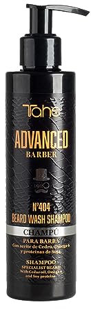 Tahe Advanced Barber Shampooing pour barbe sans sulfates Nº404 Beard Wash, avec huile de cèdre, Omega 6 et protéines de soja, 200 ml