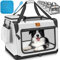 TRESKO® Hundebox faltbar inkl. Leckmatte, Spatel & Reflektoren M 61x42x42cm | Transportbox für Hunde und Katzen | Hundetransportbox Auto für kleine & große Hunde | Hundetasche robust Grau