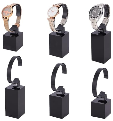 DELORIGIN Acrylic Watch Display Stand 3 Sizes C Shape Single Watch Bracelet Display Holder Store Trade Show Bracelet Watch Black Display Rack Holder for Men's Watch Home or Store Selling Shows