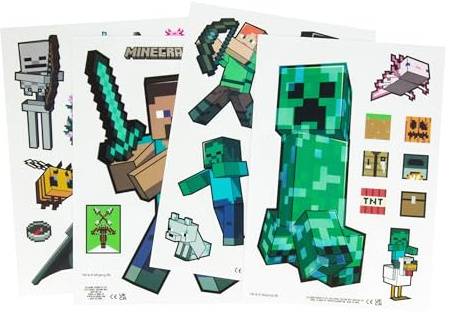 Minecraft Official Licensed Window Cling Decals, Gamer Decor and Gifts for Boys and Girls, Reuseable Overworld Gaming Accessory, Classroom or Bedroom Accents - Paladone