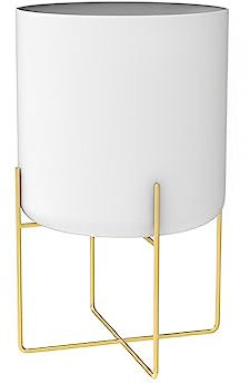 siduytin Supporto per Piante in Oro con Vaso da Tipo Vaso per Piante grasse Grande fioriera in Metallo Stile Nordico per Balcone Interno, Bianco