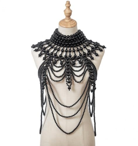 HiyyFloy Cadena De Perlas para Cuerpo, Collar De Hombro a, Sujetador, Cadena De Perlas De Imitación De Múltiples Capas, Joyería para Cuerpo, Disfraz, Fiesta, Vestido De Baile