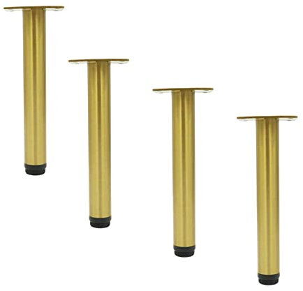 Metall-Tischbeine, 4 Stück, verstellbare DIY-Stützfüße für Möbel, runde Edelstahl-Ersatzbeine mit Schrauben, goldfarben, 8 cm