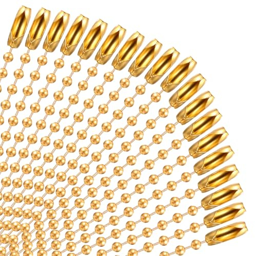 120 PCS Ball Chain 3.74 Inch Dog Tag Chain Mental Gold Ball Bead with Hook Balls Chains for Jewelry Making Keychains with Connectors Dog Tag Necklace Chains for Key Craft DIY