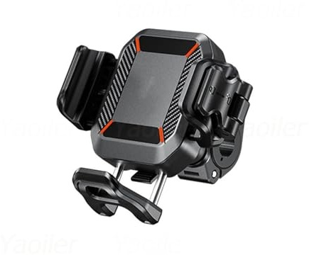 Motorcykel GPS Navigationsfäste Motorcykeltelefonhållare Styrfäste 15W Trådlös Laddare Och 36W PD/USB C Snabbladdningsport 1s Lås, Kameravänlig(Crossbar No Charger)