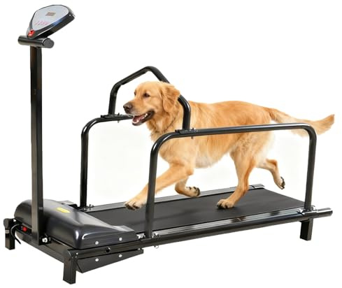 Hund löpband, husdjur löpband för stora medelstora små hundar, inomhus husdjurslöpningsmaskin med LCD -skärm för träning och friskt