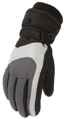 QUXVUIS 1 par de Guantes de esquí para niños, manopla para Exteriores, manopla portátil para Invierno, cálida para Montar, Protector Mano Grueso Terciopelo algodón, Gris