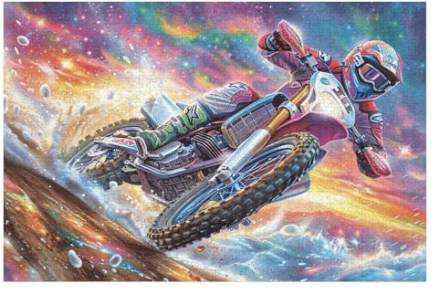 Piloto de Motocross Montaña Moto de Cross Aventura Salvaje Puzzle 1000 Piezas para Adultos Divertido Estimulante Y Entretenido Ideal para Pasatiempos En Casa 1000 PCS（75x50cm）