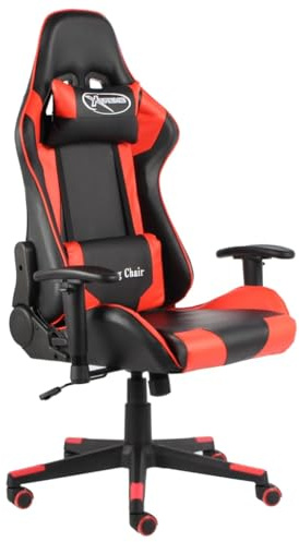 Sinkzol Silla de gaming giratoria roja PVC ergonómica con respaldo alto y altura del asiento ajustable para oficina, oficina en casa, sala de juegos, deportes electrónicos, cómoda silla de escritorio