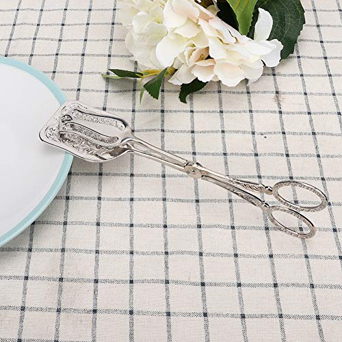 Stylebest Vintage Zinklegering Bröd Tong Elegant Matklämma för Köksbakning Tillbehör 23 Cm Längd Guld eller Silver Alternativ (Silver)