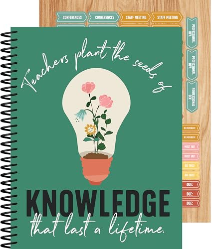 Carson Dellosa Grow Together Teacher Planner, 2026-2027, 8 x 11 Green Spiral Bound Lesson Plan Book With Stickers, Checklist, Notes, Garden Theme School Supplies for Classroom Organization