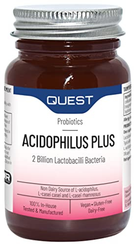 Quest Acidophilus Plus Probiotic Capsules 2 Billion CFU for Immune & Digestive Support. Helps Restore Gut Friendly Bacteria & Regulate Immune Responses. Vegan & Gluten Free (180 Capsules)