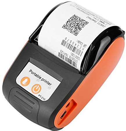 Drahtlose Thermodrucker 58mm, Tragbar ESC/POS Drucker Bluetooth 4.0 USB C 203dpi Bondrucker Belegdrucker mit 1500mAh Wiederaufladbar Batterie, Kompatibel mit Android iOS mit Windows(Orange)