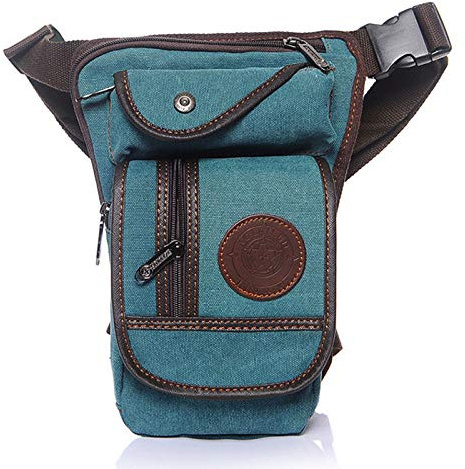 Xieben Toile Drop Leg Sac pour Hommes Femmes Taille Ceinture Tactique Militaire Poche Moto équitation Vélo Voyage Tactique Extérieur Sports Bum Fanny Pack Vert