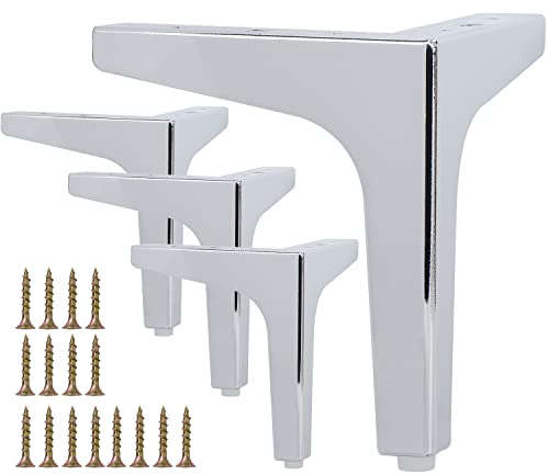 La Vane 4er Set Metall Möbelfüße (15cm Höhe) Silber - Diamant-Dreieck Design für Schrank, Sofa, Couch & Regal | Stabile Ersatzbeine mit Schrauben | Einfache DIY Montage