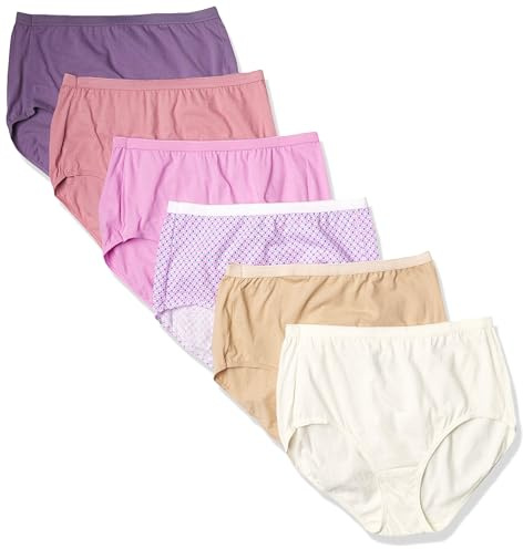 JUST MY SIZE womens Cool Comfort Cotton High 6-pack Briefs, Assorted, 12 US