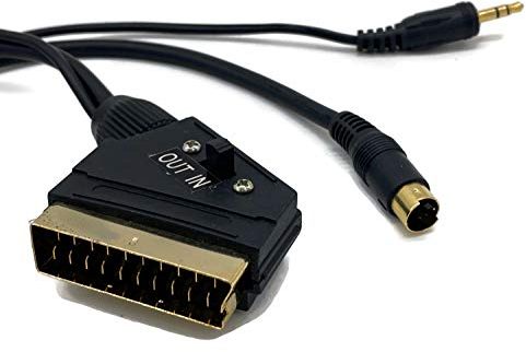 eXODA S-Video/Klinke 3,5mm Stecker auf Scart Stecker 3m Kabel mit IN OUT Umschalter für PC Notebook zum Anschluss an Monitor TV oder Beamer sichere Signalübertragung Schwarz