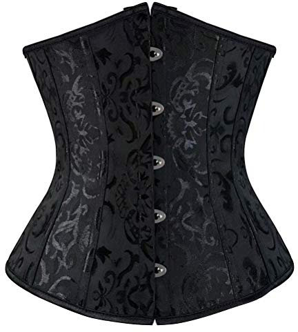 Jutrisujo Corsage Unterbrust Korsett Damen Black Corset Top Gothic Unterbrustkorsett Schwarz M