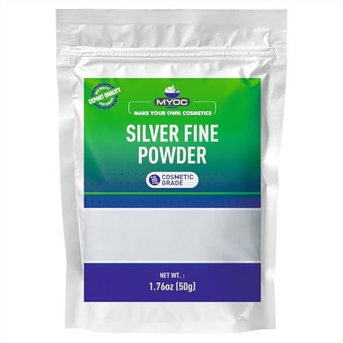 Myoc Silver Fine Powder – 50 g (1,7 oz), Silver Embossing Powder, Silver Embossing Powder, Silver Fine Powder for Makeup, Silver Fine Powder